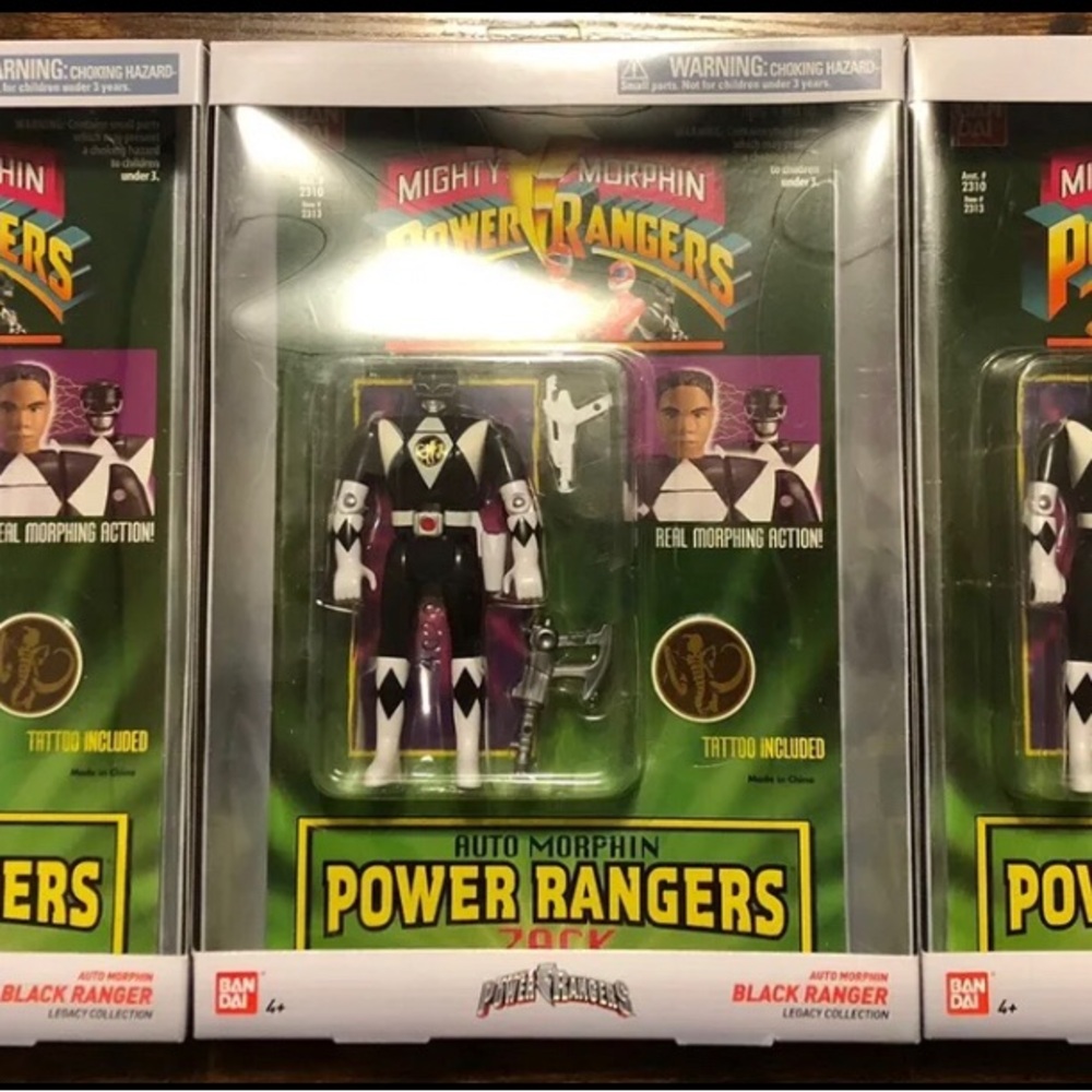 Mighty Morphin Power Rangers Black Ranger Action Figure Lot of 3 !!!